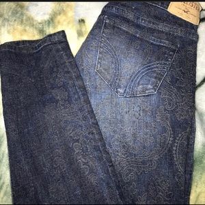 HOLLISTER JEANS, PATTERNED FABRIC, SIZE 5R